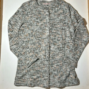 Dolan Tweed Zip Up Sweater Print Sweater Sz M F